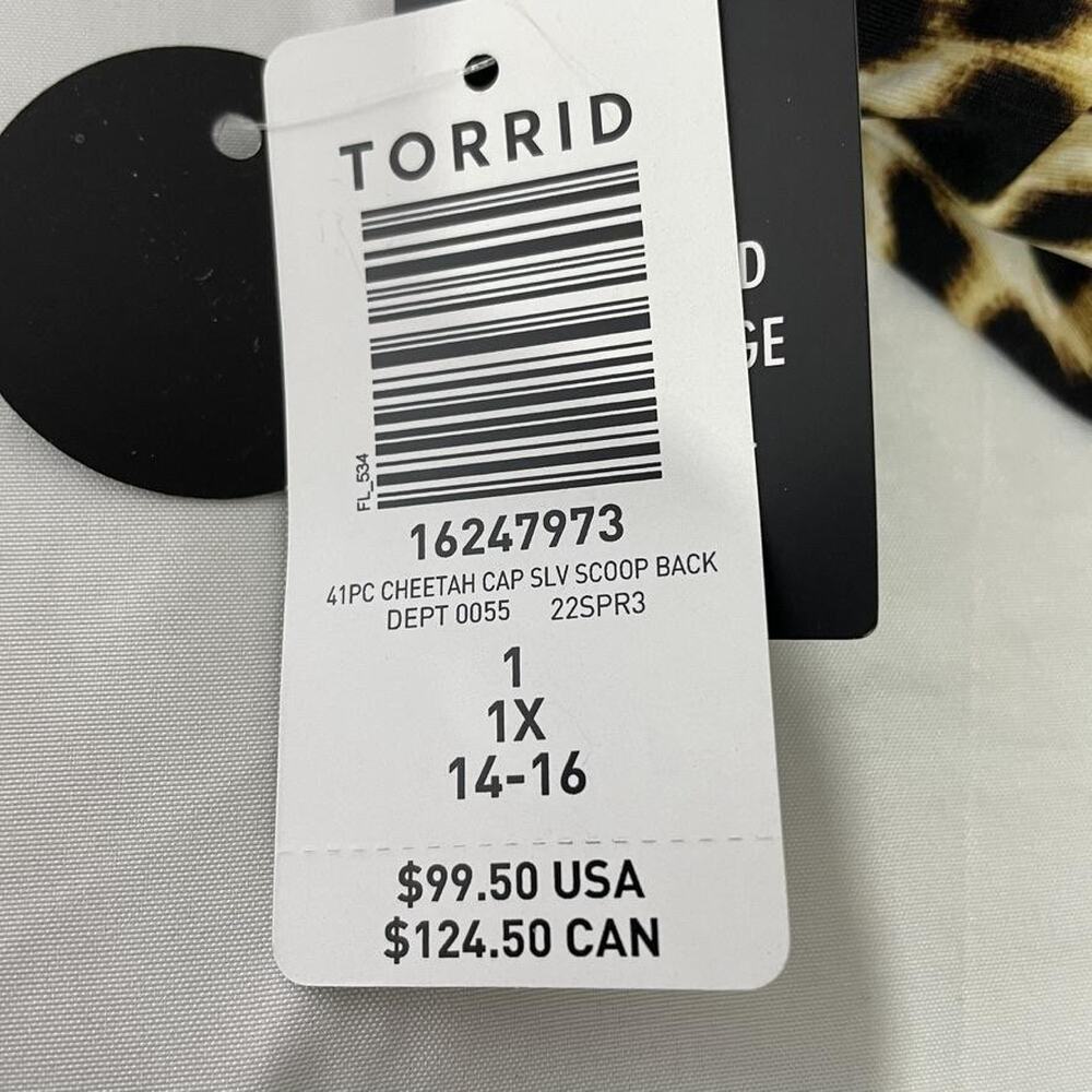 Torrid Swimsuit 1X 14-16 Cheetah Print Swim Summer Scoop Back One Piece NEW - Picture 6 of 9